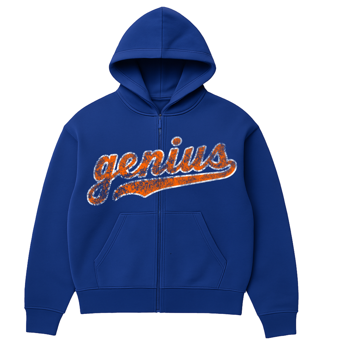 Blue ‘genius’ Zip-Up Hoodie
